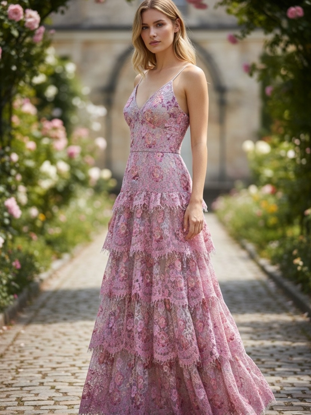 Lace Tiered Maxi Dress